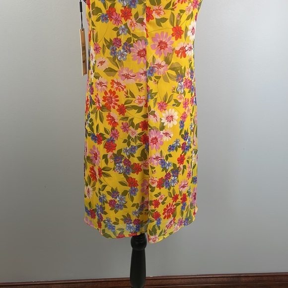 NWT Calvin Klein Sleeveless Dress SZ 2 Yellow Floral Short Slip Dress - Picture 8 of 14